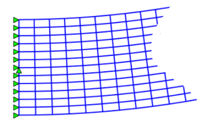 Finite element mesh and boundary constraints at the clamped end